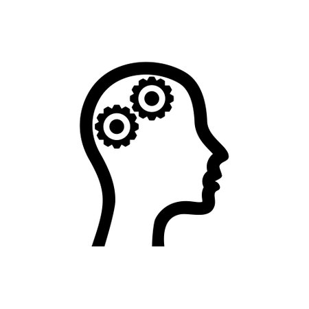 Human head with gear inside icon isolated on white backgroundのイラスト素材