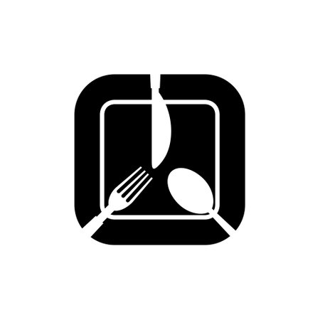 Plate, spoon, fork and knife icon isolated on white backgroundのイラスト素材