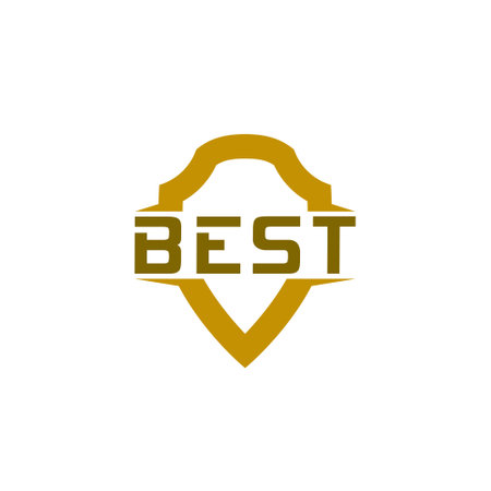 Gold shield with the word Best icon isolated on white backgroundのイラスト素材