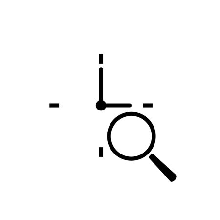 Magnifying glass with clock icon isolated on white backgroundのイラスト素材