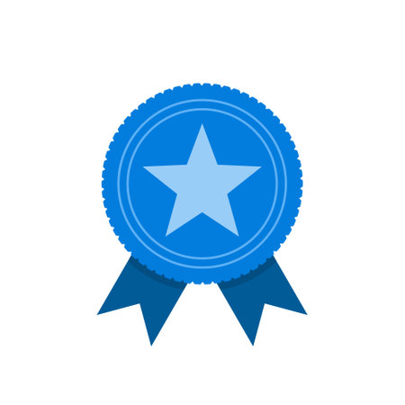 Blue Star Badge icon isolated on white backgroundのイラスト素材