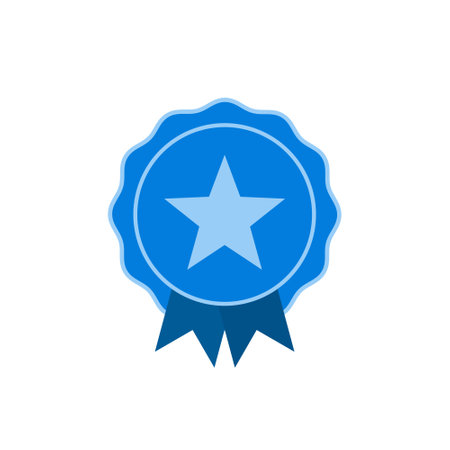 Blue Star Badge icon isolated on white backgroundのイラスト素材