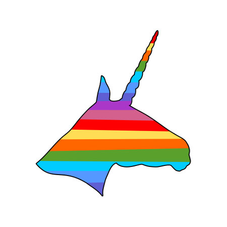 Colorful unicorn icon isolated on white backgroundのイラスト素材