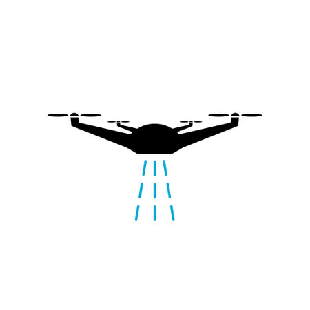 Smart farm with drone control for seed planting icon isolated on white backgroundのイラスト素材