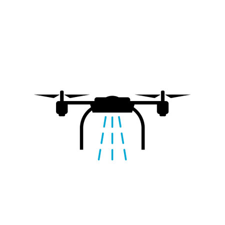 Smart farm with drone control for seed planting icon isolated on white background