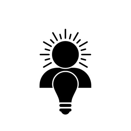 Smart human head think bulb idea icon isolated on white background
