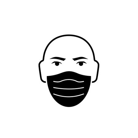 Face mask icon. Mask Required icon isolated on white backgroundのイラスト素材