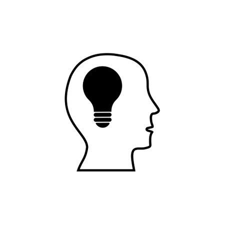 Human head creating idea icon isolated on white backgroundのイラスト素材