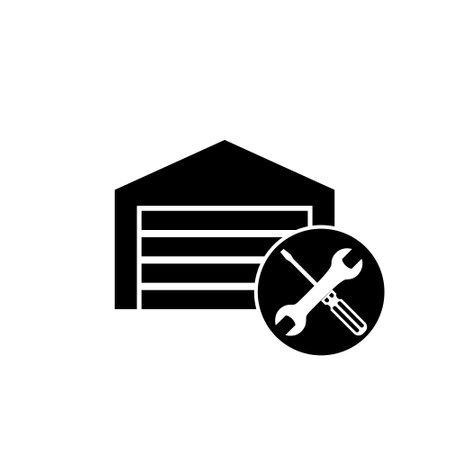 Garage door repair icon isolated on white backgroundのイラスト素材