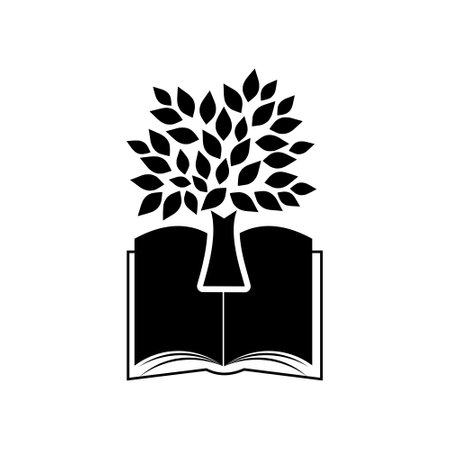 Open book with tree icon isolated on white backgroundのイラスト素材