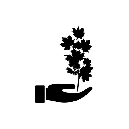 Plant on a hand icon isolated on white backgroundのイラスト素材