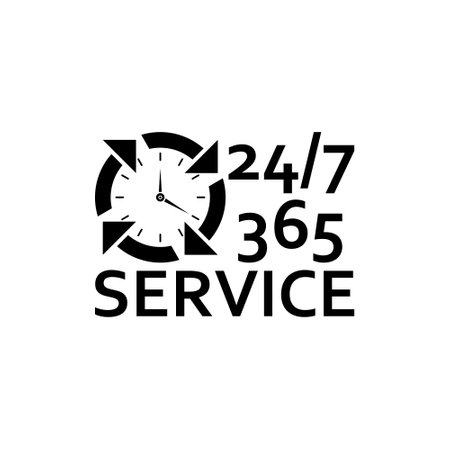 24 Hours a day service icon isolated on white backgroundのイラスト素材