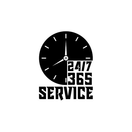 24 Hours a day service icon isolated on white backgroundのイラスト素材