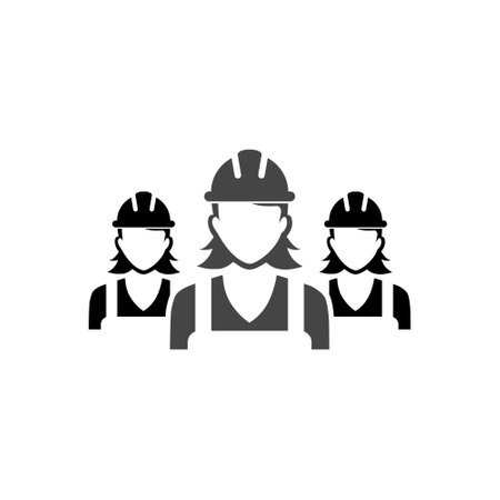 Woman construction team worker icon isolated on white backgroundのイラスト素材