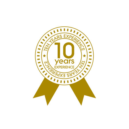 10 ten years experience badge icon isolated on white backgroundのイラスト素材