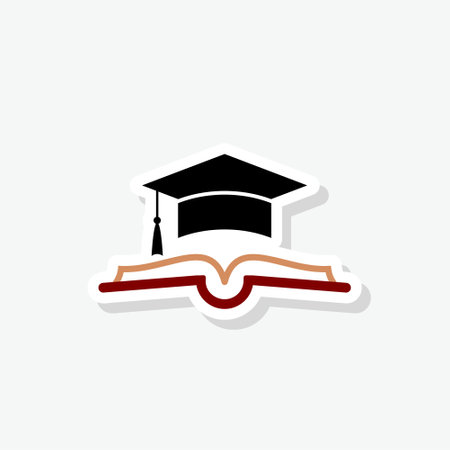 Graduated open book sticker icon isolated on white backgroundのイラスト素材