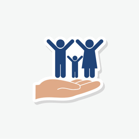 Family care sticker icon isolated on white background