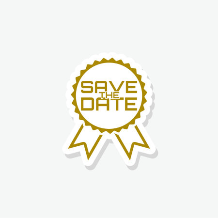 Save the date sticker isolated on white backgroundのイラスト素材