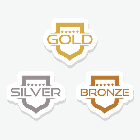 Set of rank emblems. Gold, silver, bronze stickerのイラスト素材