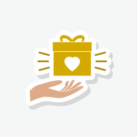 Gift box sticker icon isolated on white backgroundのイラスト素材