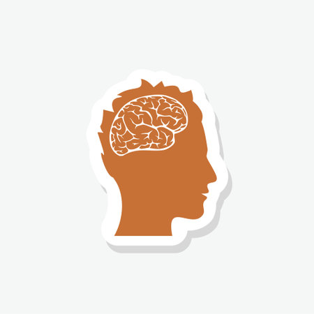 Brain sticker icon isolated on white backgroundのイラスト素材