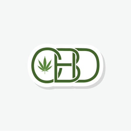 CBD hemp oil sticker icon isolated on white backgroundのイラスト素材
