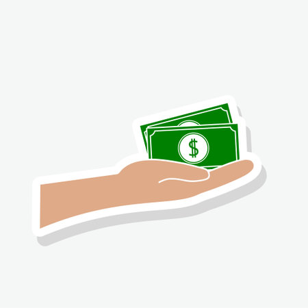 Money on hand sticker icon isolated on white backgroundのイラスト素材