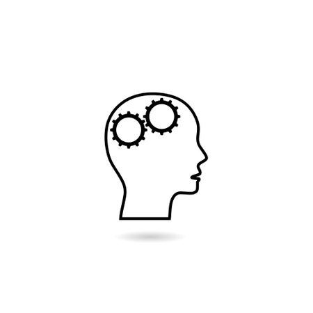 Gears in head with shadow iconのイラスト素材