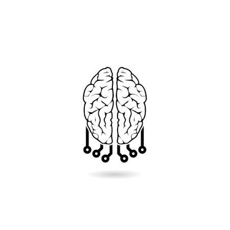 Illustration of Brain Technology Logo Design with shadowのイラスト素材