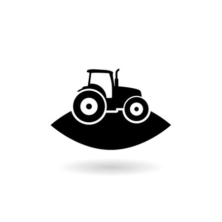 Tractor icon with shadow isolated on white backgroundのイラスト素材