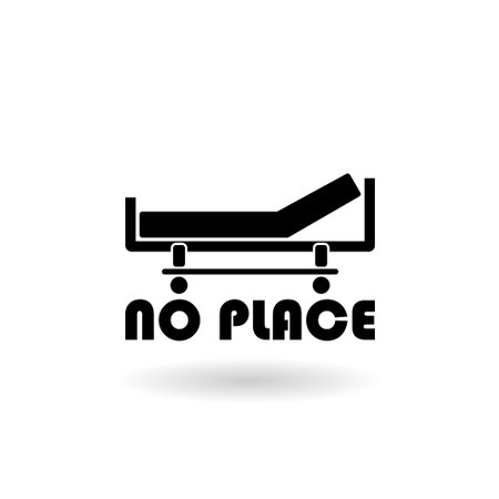 Hospital bed with no place text icon with shadowのイラスト素材