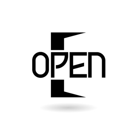 Open door icon with shadowのイラスト素材