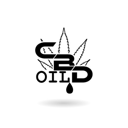 CBD Cannabis icon with shadow isolated on white backgroundのイラスト素材
