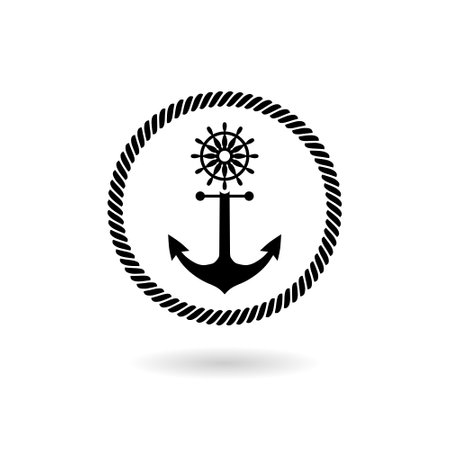 Nautical or marine logo icon with shadowのイラスト素材