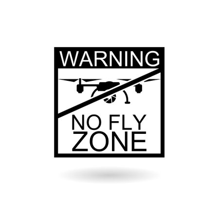 No drone zone warning sign with shadowのイラスト素材