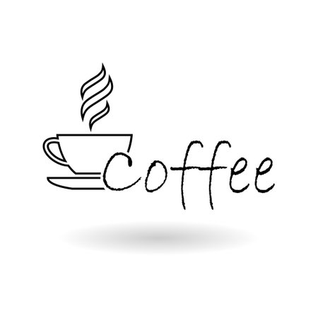 Coffee logo icon with shadow isolated on white backgroundのイラスト素材