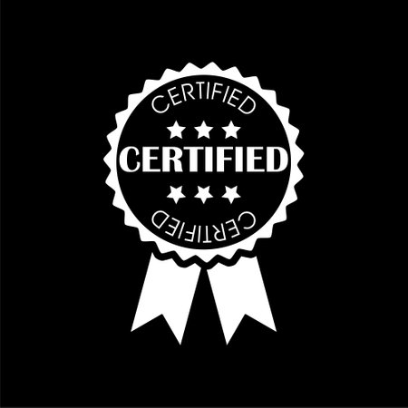 Certified badge isolated on dark backgroundのイラスト素材