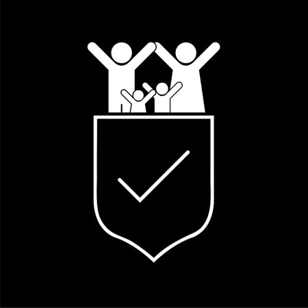 Family insurance icon isolated on dark backgroundのイラスト素材