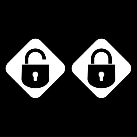 Locked and unlocked padlock icon isolated on dark backgroundのイラスト素材