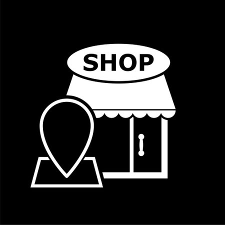 Store with Location icon isolated on dark backgroundのイラスト素材