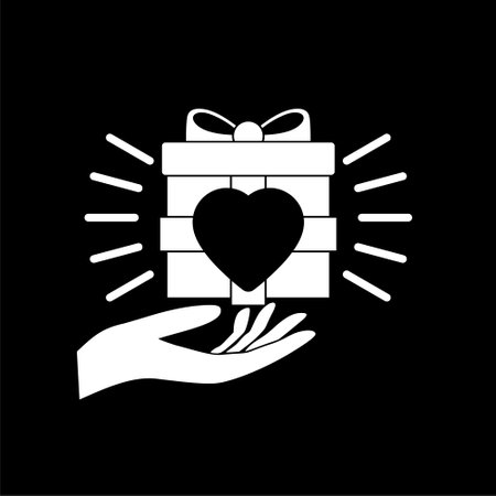 Gift box icon isolated on dark backgroundのイラスト素材