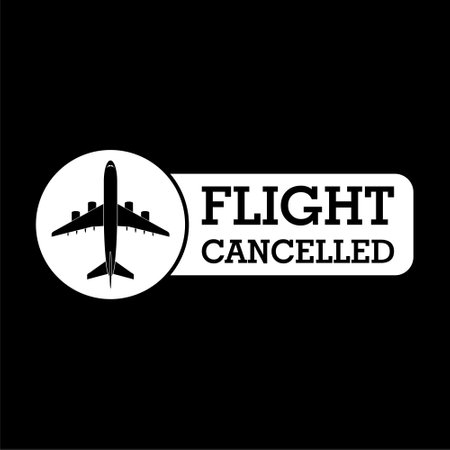 Flight cancelled icon isolated on dark backgroundのイラスト素材