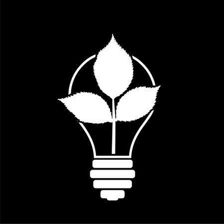 Light bulb with growing plant icon isolated on dark backgroundのイラスト素材