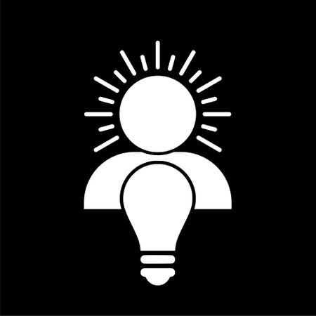 Brain think idea mind head icon isolated on dark backgroundのイラスト素材