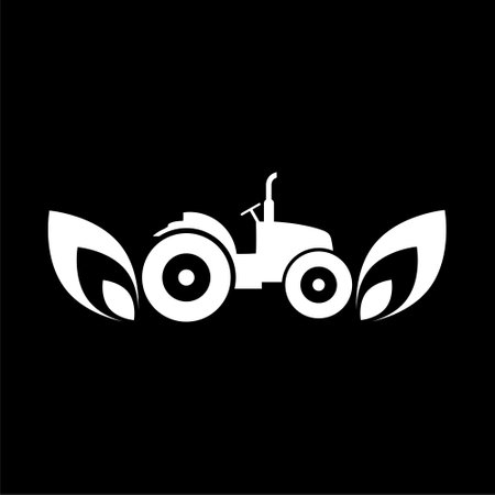 Farm Tractor icon isolated on dark backgroundのイラスト素材