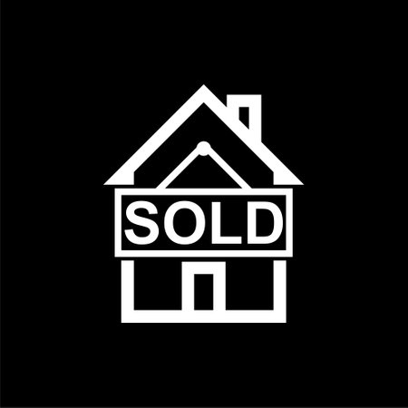 Sold house icon isolated on dark backgroundのイラスト素材