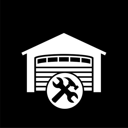 Garage repair icon isolated on dark backgroundのイラスト素材