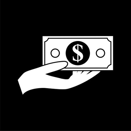 Hand Holding Money icon isolated on dark backgroundのイラスト素材