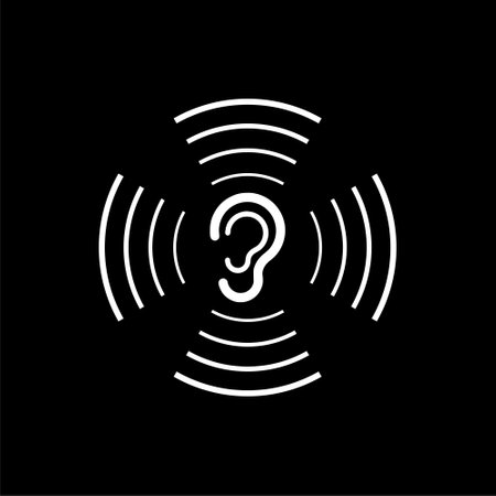 Ear listen sound signal icon isolated on dark backgroundのイラスト素材