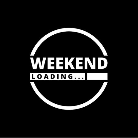 Weekend Loading sign isolated on dark backgroundのイラスト素材